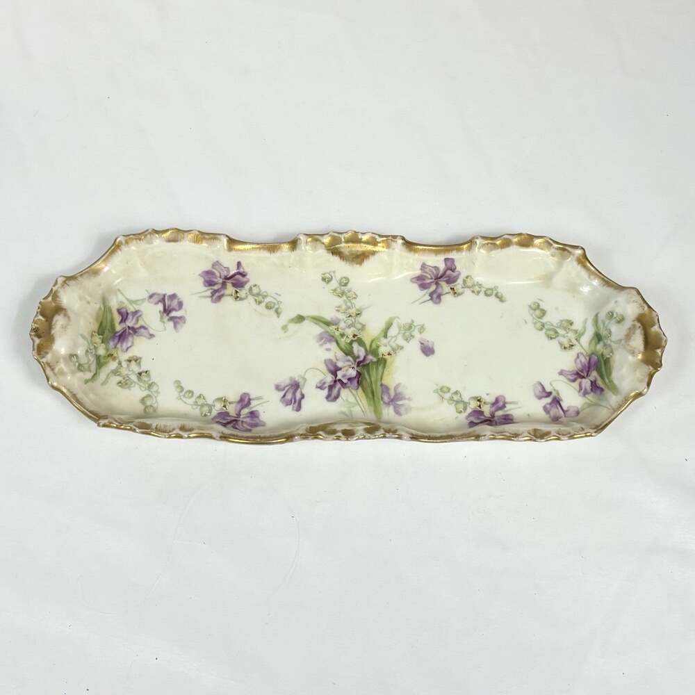 Antique Elite Limoges 10” Dresser Tray Violets Bawo Dotter Latrille Freres 1899
